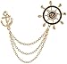LIUCHANG Reizende Gold Ruder Anker Broschen for Frauen Accessoires 3-Layer Ketten Kragen Brosche Revers Pins Männer Abzeichen Modeschmuck Geschenk liujiapeng55