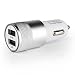 Produktbild SKS Distribution® Dual Universal USB Auto Ladegerät 2 Port Ladekabel Mini Adapter Sockel 2 A 2.1 A 1 A KFZ Styling USB Ladegerät für Auto  Silber