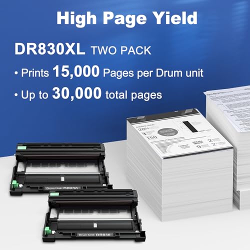 Image of Compatible DR830 Drum Unit (Not Toner) Replacement for Brother DR830 DR-830 for Printer HL-L2460DW DCP-L2640DW HL-L2405W HL-L2420DW HL-L2480DW MFC-L2820DW MFC-L2900DW Series 2-Pack