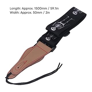 Sangle de guitare tête de mort noire, sangle de guitare tête de mort réglable en polyester sangle de guitare polyester… - Les Beatles, Paul McCartney, John Lennon, RIngo Starr, George Harrison Sangle de guitare tête de mort noire, sangle de guitare tête de mort réglable en polyester sangle de guitare polyester… – Image 5