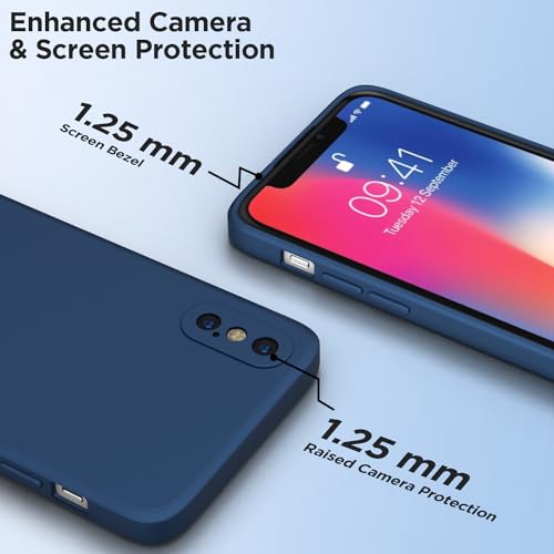 Image of Outlouders Back Cover for iPhone X /iPhone Xs | Camera Protection | Durable Soft Matte Silicone Bumper Case (Blue)