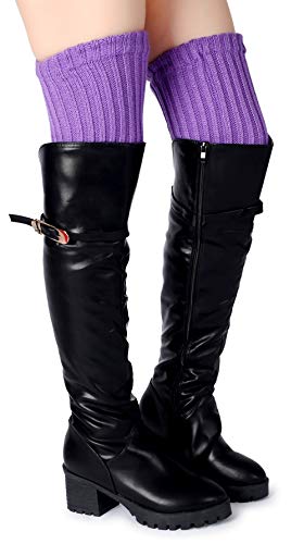Pareberry Women's Winter Over Knee High Footless Socks Knit Warm Long Leg Warmers (Purple) #TOP3