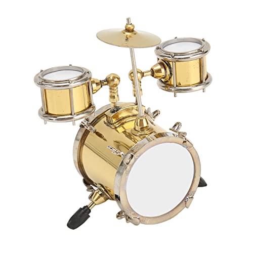 BONKZEBU Modelo de Batería en Miniatura de Cobre para Amantes de la Música, Exquisitas Réplicas de Batería de Casa de Muñecas, para la Decoración del Hogar, Tamaño 8,6 X 8 X 5,9 Cm