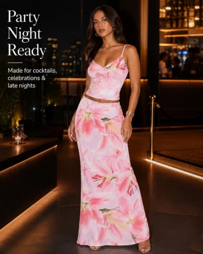 Image of Two Piece Skirt Set Women Maxi Long Skirt and Top Outfit
