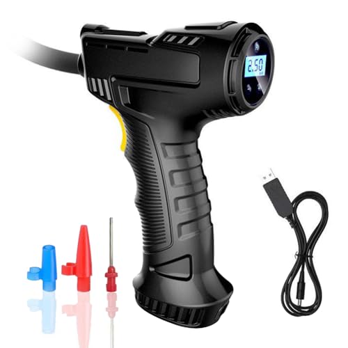 FPHADO Compresor de Aire PortáTil de 120 W, Bomba Inflable InaláMbrica, Bomba de Aire PortáTil, Inflador de NeumáTicos Digital para Pelotas de Bicicleta y Coche