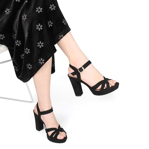 MERUMOTE Women's Open Toe Chunky High Heels Ankle Strap Platform Pump Shoes Buckle Party Sandals3