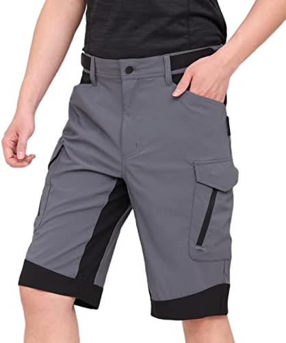 WORK IDEA Men's Hiking Cargo Shorts,Strenchy Outdoor Fishing Shorts Water Resistant Lightweight for Tactical Golf Travel Dark Grey
