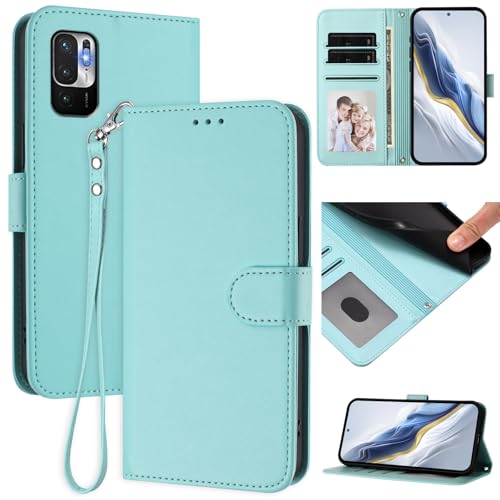 Cover �Ή��@�� forXiaomi Redmi Note 10 JE,�Ή��@�� forXiaomi Redmi Note 10T 5G JE [PU+TPU]�J�[�h�X���b�g�t���E�H���b�g�X�g���b�v�t���X�}�z�P�[�X Green2