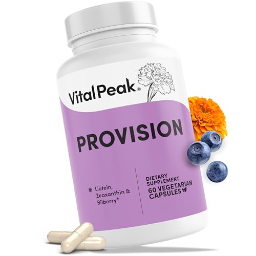 Vital Peak® Provision - Eye Vitamins - Eye Health Supplements - with Bilberry, Eyebright, Lutein, Zeaxanthin & More Vitamins - Vegan, Non GMO, Dairy Free, Soy Free, Gluten Free - 60 Capsules