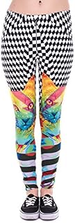 kukubird Printed Patterns Women's Yoga Leggings Gym Fitness Running Pilates Tights Skinny Pants Size 6-10 Stretchable-Hypnotic Cat