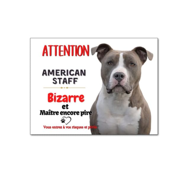 Plaque Humour Attention Au Chien Lunatique - Panneau Amstaff