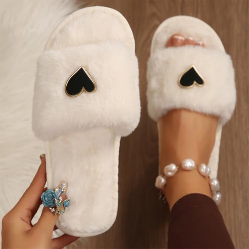 Alloy Hearts Home Slippers for Women Men Indoor Cozy Fuzzy Open Toe Bedroom Slipper4