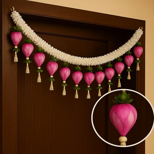 Divyakosh Torans for Entrance Door, Home Decoration Hangings, Lotus Buds Toran | Thoranam, Gajra Bandhanwar - Size 40 Inch