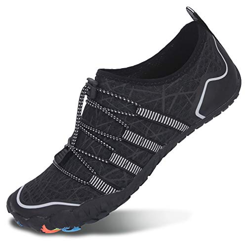 L-RUN Mens Swim Shoes for Surf Beach Pool Trail Running Black Women 13.5, Men 11.5 M US