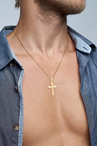 10k Real Solid Gold Cross Pendant for Necklace, Men's Religious Byzantine Crucifix Jewelry, Christian Gifts for Him2
