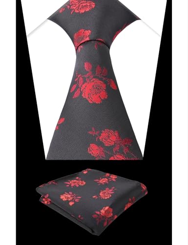 Image of Alizeal Mens 3.15'' Light Color Rustic Tie Handkerchief | with Flower Printed Handkerchief for Wedding Business Daily Wear