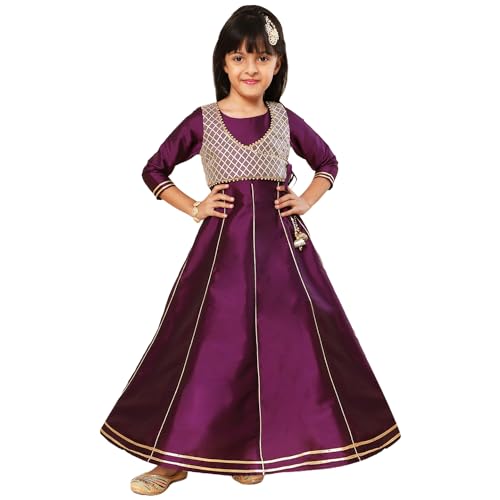 Image of A.T.U.N. (ALL THINGS UBER NICE) Girls Woven Design Gota Jacket Maxi Anarkali Gown