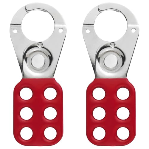 Alriedy Padlock Hasp, Pack of 2 Safety Hasp Lockout, 25 mm Opening Spacing, 6 Holes Hasp Lock
