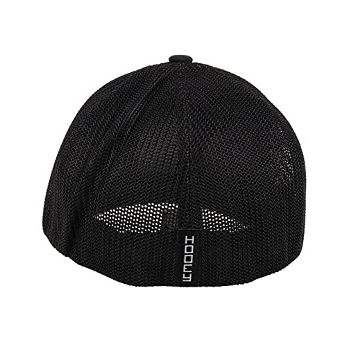 Hooey Cheyenne Flexfit 5-Panel Western Lifestyle Curved Bill Patch Hat (Small/Medium, Black With Black & White Patch) #TOP2