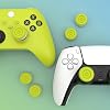 playvital Thumbs Cushion Caps Thumb Grips for ps5, for ps4, Thumbstick Grip Cover for Xbox Series X/S, Thumb Grip Caps for Xbox One, Elite Series 2, for Switch Pro - Bright Green & Robot White