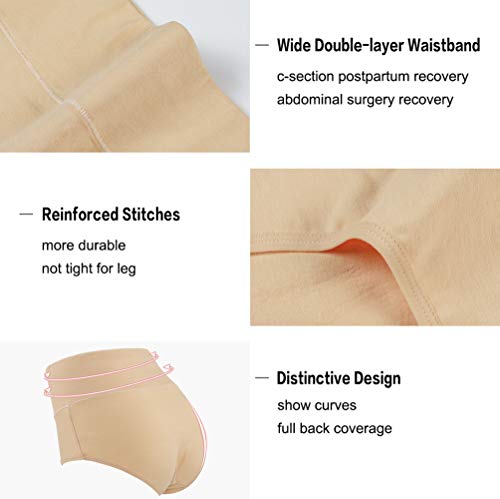 Image of Innersy Women's 5 Pack High Waist Tummy Control Solid Color Cotton Briefs Panties