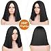 HANNE Kinky Straight Wig for Black Women Short Bob Kinky Wigs 12 Inch Yaki Wigs Ready Wear and Go Kinky Straight Synthetic Wig (1B#)