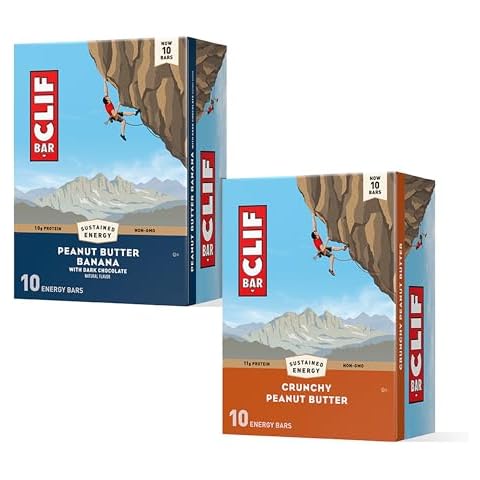 CLIF BAR - Peanut Butter Variety Pack - Made with Organic Oats - 10-11g Protein - Non-GMO - Plant Based - Energy Bars - 2.4 oz. (20 Count) Cover