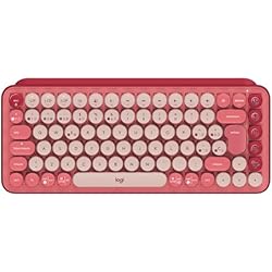 Logi Teclado Rosa Logitech POP Keys Teclado mecánico inalámbrico con teclas Emoji personalizables, diseño compacto, conectividad Bluetooth o USB, compatibilidad con varios dispositivos y OS - Heartbreak