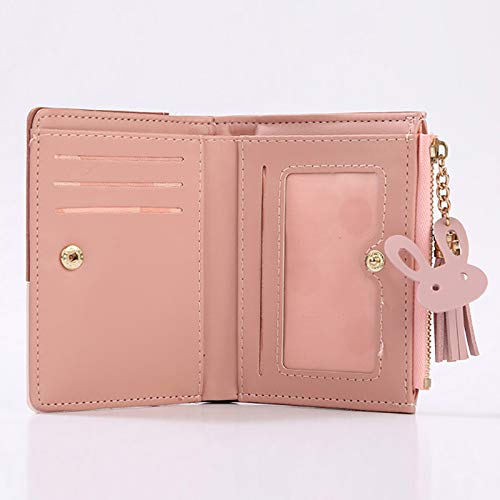 Moniss Carteira curta feminina de couro PU emenda com zíper porta-cartão porta-moedas carteira da mo