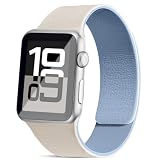 Slopow コンパチブル Apple watch バンド マグネット アップルウォッチ バンド ライチ風シリコンマグネットなめらか肌触り 軽量 Series Ultra/SE/11/10/9/8/7/6/5/4/3/2/1に対応 ブラック&オレンジ (オフホワイト セレストブルー, 42mm(Series 10)/41mm/40mm/38mm)