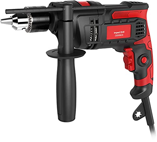 Hainar Hammer Drill 850 W 3000 RPM Impact Drill 7.0 Ampere 1/2 Inch Cable Drill Dual Switch, With Adjustable Speed for Steel, Concrete, Drilling Wood, Plastic Drilling