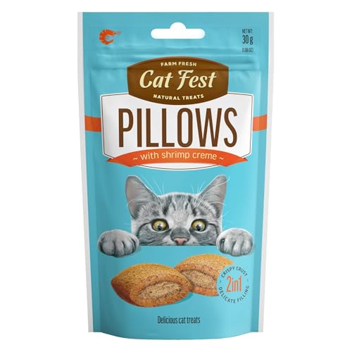 Image of BarkButler x Catfest Pillows with Shrimp Creamy Filling Cat Treat, 30g |Made with Natural Ingredients |0% Artificial Flavor, Colour or Preservatives|for All Cats & Kittens Breed