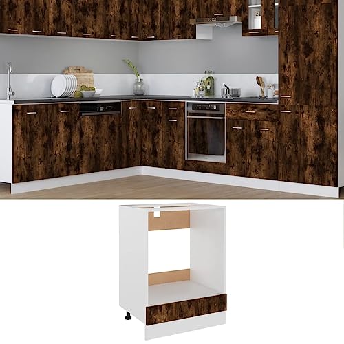 FIRBNUS Meuble de Cuisine Armoire à Four Chêne fumé 60x46x81,5 cm Bois d'ingénierie Armoire de Rangement Grande Capacité Largement Utilisée dans...