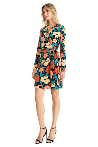 Donna Morgan Women's Midi Wrap Dress W/Long SLV and Collar2