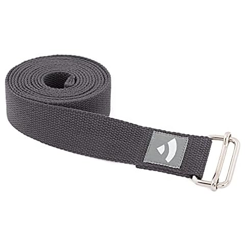Bodhi Yogagurt | ASANA Belt aus 100% Baumwolle | Praktisches Yoga-Zubehör zur Dehnung | Yoga-Gurt mit Schiebeschnalle aus Metall | Anfänger & Fortgeschrittene | 250 x 3,8 cm (anthrazit) Cover