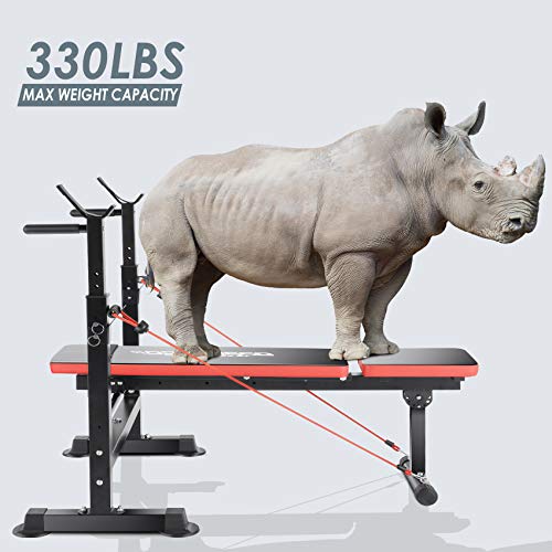 OppsDecor Weight Bench Adjustable Workout Bench Fitness Barbell Rack Strength Training for Home Gym