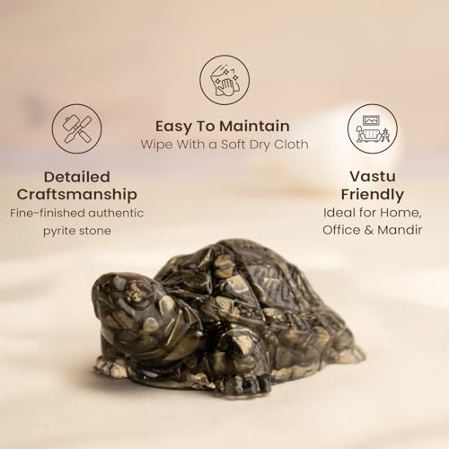 Image of Astrotalk Pyrite Tortoise (Kachhua) 5.5x1.5 Inch | Pyrite Resin Turtle for Good Luck & Wealth | Crystal Tortoise for Good Luck for Home | Vastu Items for Housewarming Gift | Home Decor for Living Room