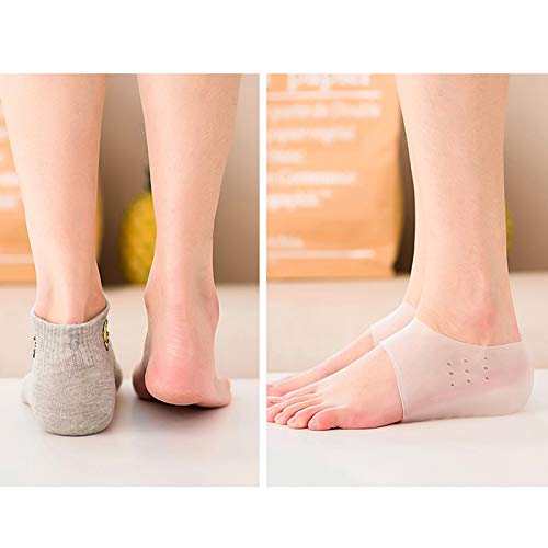 Okngr Concealed Footbed Enhancers, Silicone Height Increase Socks Heel Lift Gel Insoles Soft Silicone Invisible Height Increase Heel Insoles for Women Men 1.6Inch