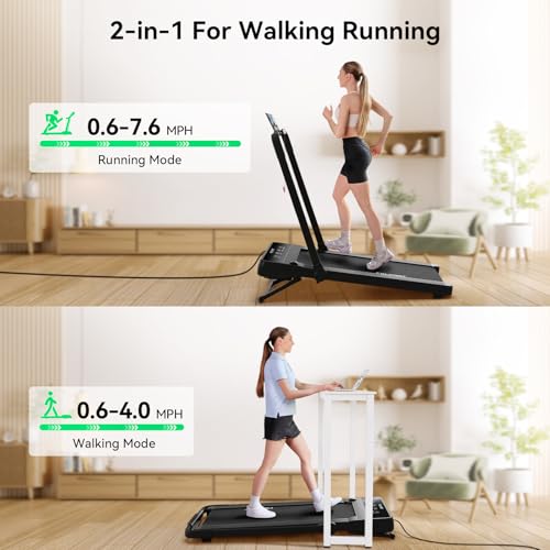 Image of FelFast Walking Pad Treadmill with 15% 9 8 Level Auto Incline, 2-in-1 Under Desk Foldable w /Remote Control, 12 HIIT Mode, 265 Lbs Max, 7.6 MPH Max, Portable Mini Treadmill for Office Home