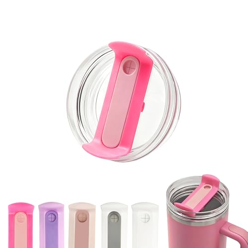 Fabuerdia 30 OZ Tumbler Lid Replacement Compatible for Stanley Quencher H2.0 1 Pack BPA Free Clear Lid Replacement for Stanley Cup Accessories(Clear-Hot Pink)