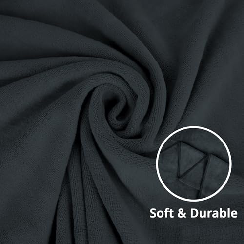 Image of 400 GSM Microfiber Cloth for Car Drying (Pack of 2) - 60x40cm Car Cleaning Cloth Superior Softness, Super Water Absorbent Towel for Car, Bike and Household Cleaning - Black