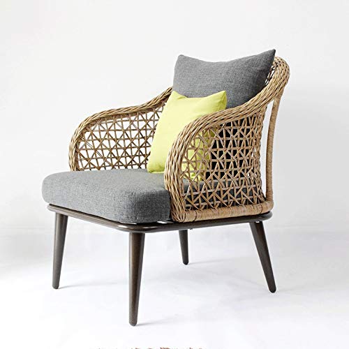 Folding chair Outdoor Balcony Wicker Chair Hotel Creative Restaurant Single Chair Sofa Dining Chair (Color : Brown)