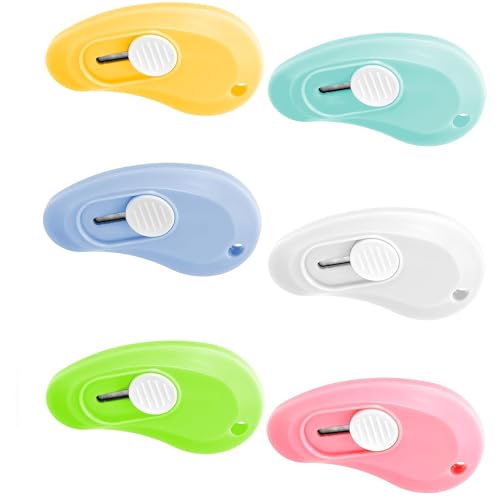 6 Stück Mini Cuttermesser Klein Paketöffner Utility Messer Tragbar Kartonöffner Box Cutter für Pappe Papier Schachtel Paket Papierschnitt