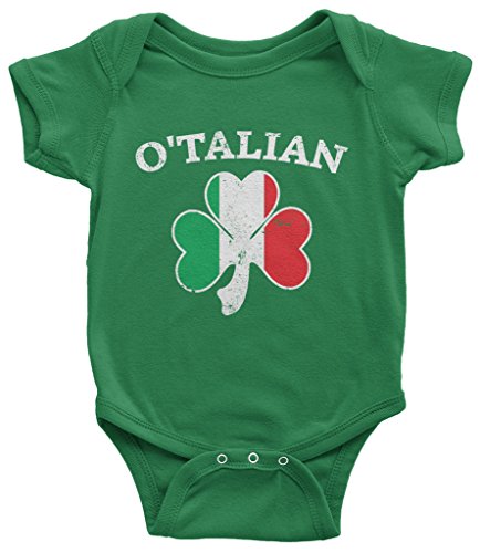 Threadrock Baby O Talian Italian Irish Shamrock Infant Bodysuit 6 Months Kelly Green