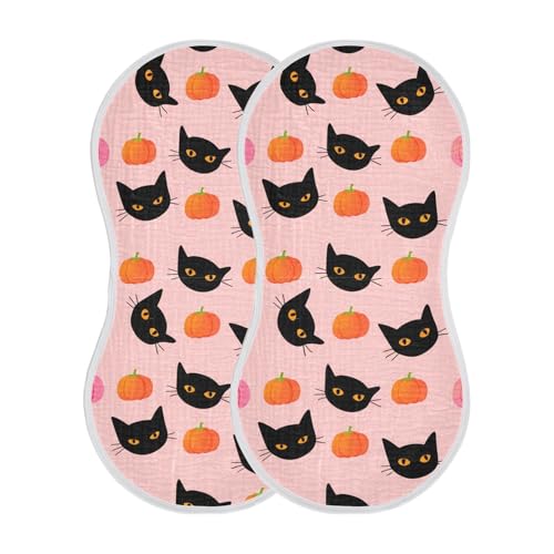 Baby Burp Cloths, Soft Absorbent Burping Cloths for Babies, Cotton Milk Spit Up Rags, Large Size for Newborns, Baby Boys and Girls (Spooky Cats)2
