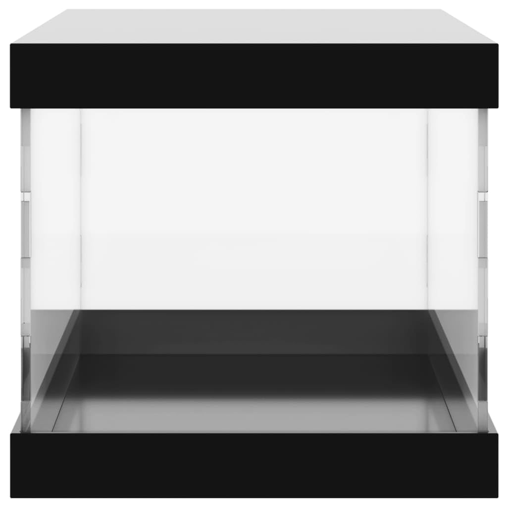 Vetrina in acrilico trasparente, 30 x 15 x 14 cm, materiale 3 mm, coperchio e fondo nero, antipolvere, per collezione, modello, figura, coppa, esposizione in negozio, museo o showroom