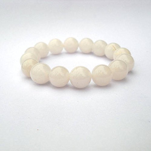12 mm White Agate Bracelet Stretch Bracelet Buddhist Jewelry Beaded Bracelet Gemstone Jewellery Gift for her Agate Jewelry Gemstone Bracelet