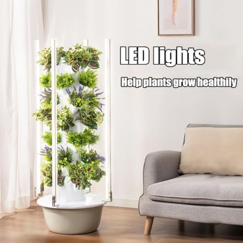 Smart Hydroponic Tower Garden - Indoor/Outdoor Vertical Growing Kit for Herbs, Fruits & Vegetables - 5/7/9 Layers, 36 Holes, Aeroponic System with Timer & Silent Pump, Space-Saving Solution