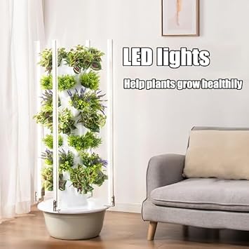 Smart Hydroponic Tower Garden - Indoor/Outdoor Vertical Growing Kit for Herbs, Fruits & Vegetables - 5/7/9 Layers, 36 Holes, Aeroponic System with Timer & Silent Pump, Space-Saving Solution