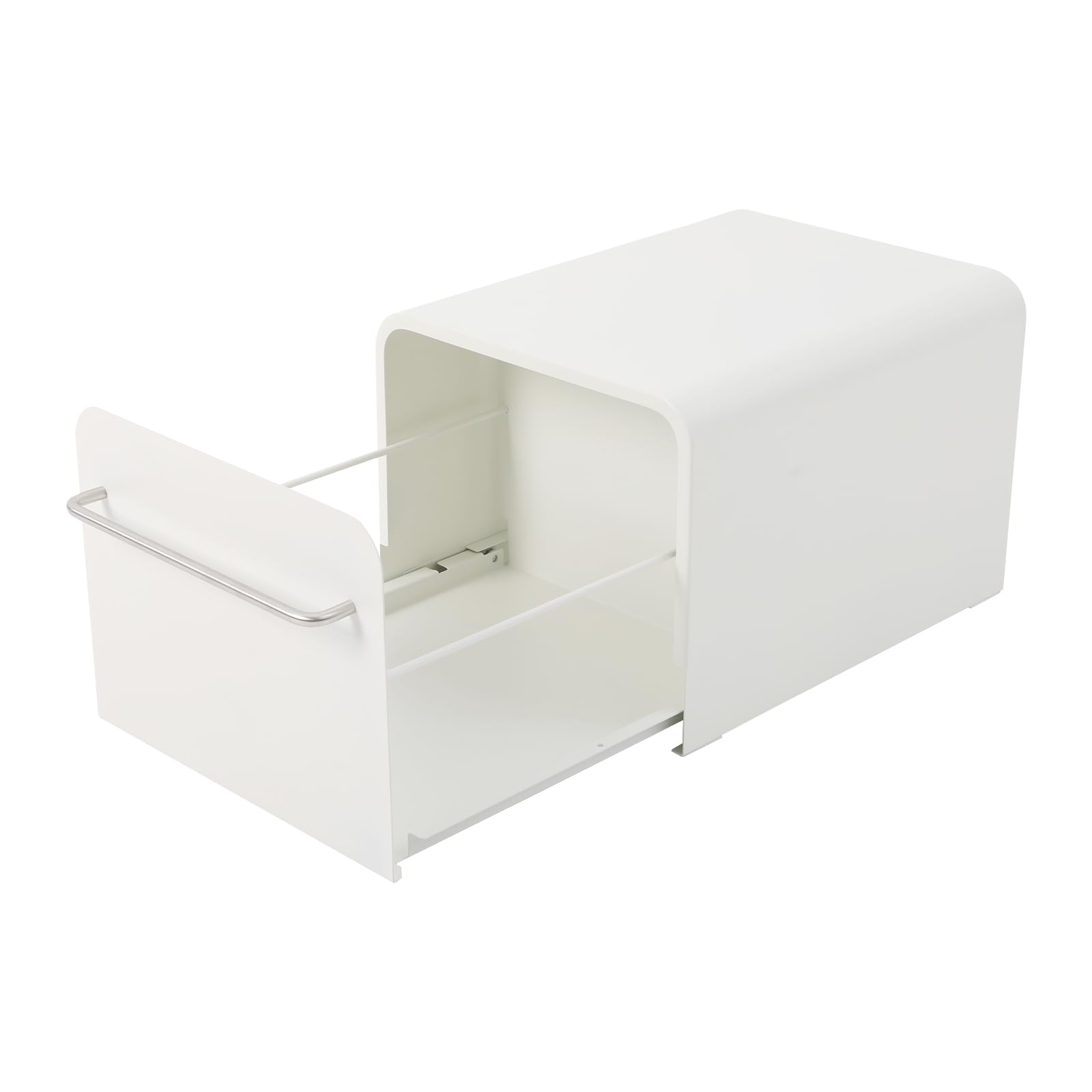 Organizer per cassetti per piano di lavoro, in metallo, per cucina, ufficio, cosmetici, bianco, 35 x 28,3 x 23 cm, cassetto estraibile con guida liscia